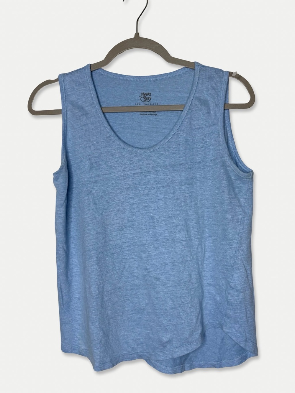 Margaret O’Leary 100% Linen Blue Tank Top Size S Made in Portugal